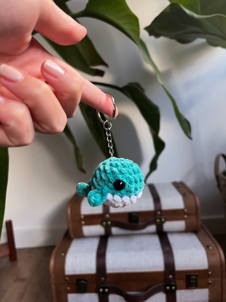 Mini Whale Keychain crochet Plushie stuffed animal Blue