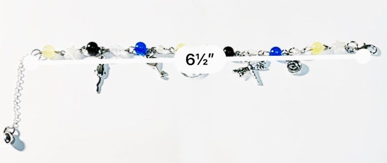 Coraline Inspired Charm Bracelet, Blue Button Jewelry, Movie Fan Gift image 3