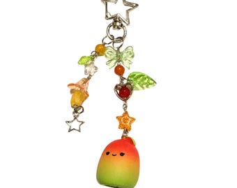 Handmade Squishmallow Keychain, Pastel Kawaii Beaded Bag Charm, Limited Edition Phone Accessory