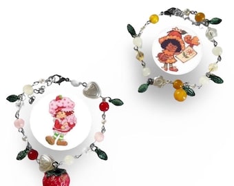 Set di braccialetti con ciondoli a forma di Fragolina Dolcecuore, gioielli nostalgici kawaii