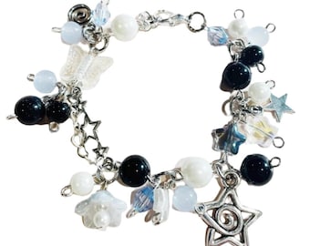 Handcrafted Charm Bracelet, Indie Music Inspired, Glass Beads