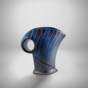 KMK Keramik Manufaktur Kupfermühle Pottery Pitcher Vase Germany Art Deco Blue Ceramic