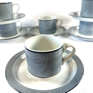 Dansk Bistro Ringsted Blue Flat Cup & Saucer Set of 6