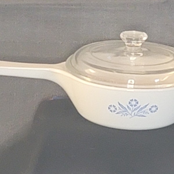 Early 1970's Vintage MINT Corning Ware 6.5" Menuette, Blue Cornflower Skillet with Lid