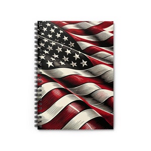 Spiraal notitieboek in lithografiestijl met Amerikaanse vlag - gelijnde lijn