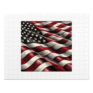 American Flag Lithograph-Style Jigsaw Puzzle (30, 110, 252, 500,1000-Piece)