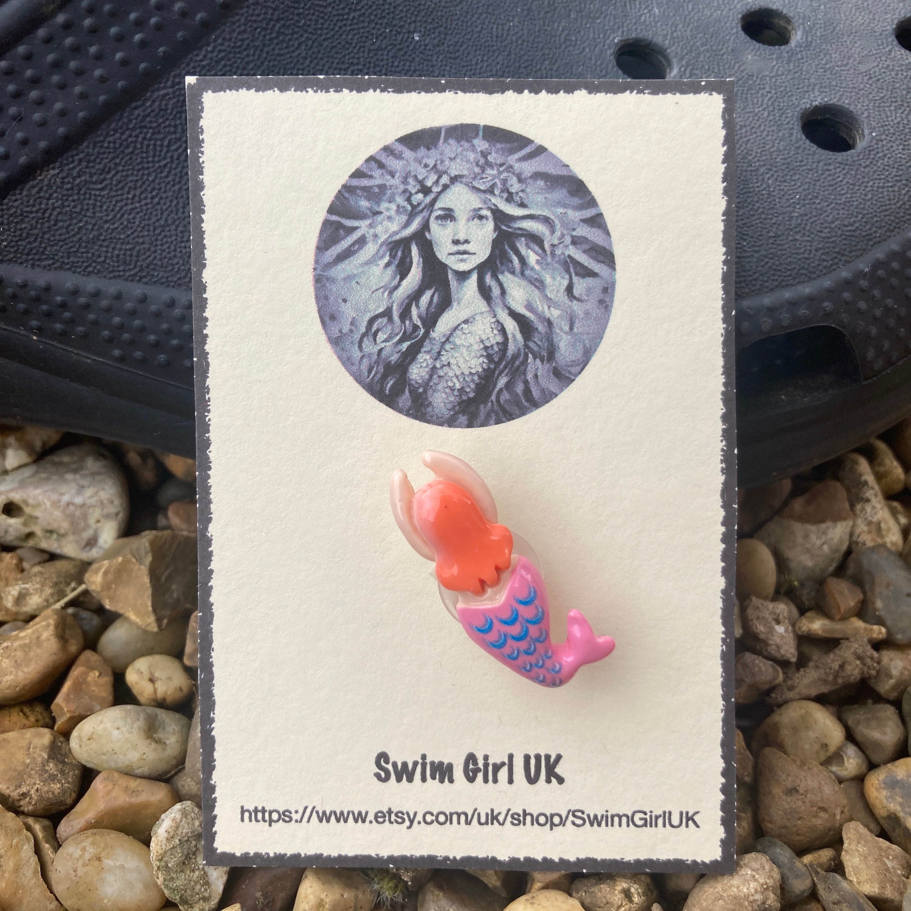 Croc-Pops, Swim Buddy, Wild Swimming, Swimmers, Mermaid, Colourful Mermaid Croc Decoration - Swimmer Gift