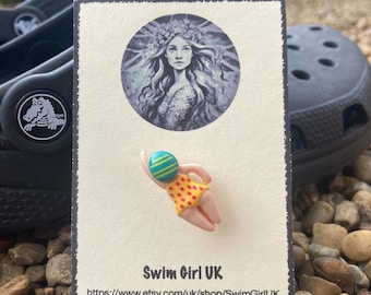 Croc-Pops, Swim Sister, Wild Swimming, Swimmers, Mermaid, Colourful Dotty Croc Decoration - Swimmer Gift
