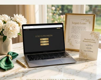 Paquete de lujo para el Día de la Madre / Itinerario para el brunch, carta de felicitación, cupones (descarga digital)