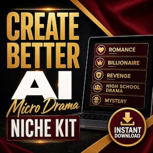 AI-mikrodrama nischpaket | Virala undergenrer, berättelsekrokar, karaktärstroper (digital nedladdning)