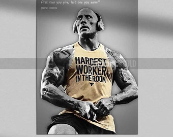 The Rock Poster, Dwayne Johnson Print, Canvas Print, Kids Decor, Man Cave Gift, Sports Art