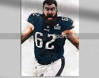Jason Kelce Art Print: Philadelphia Eagles Canvas, Man Cave Decor