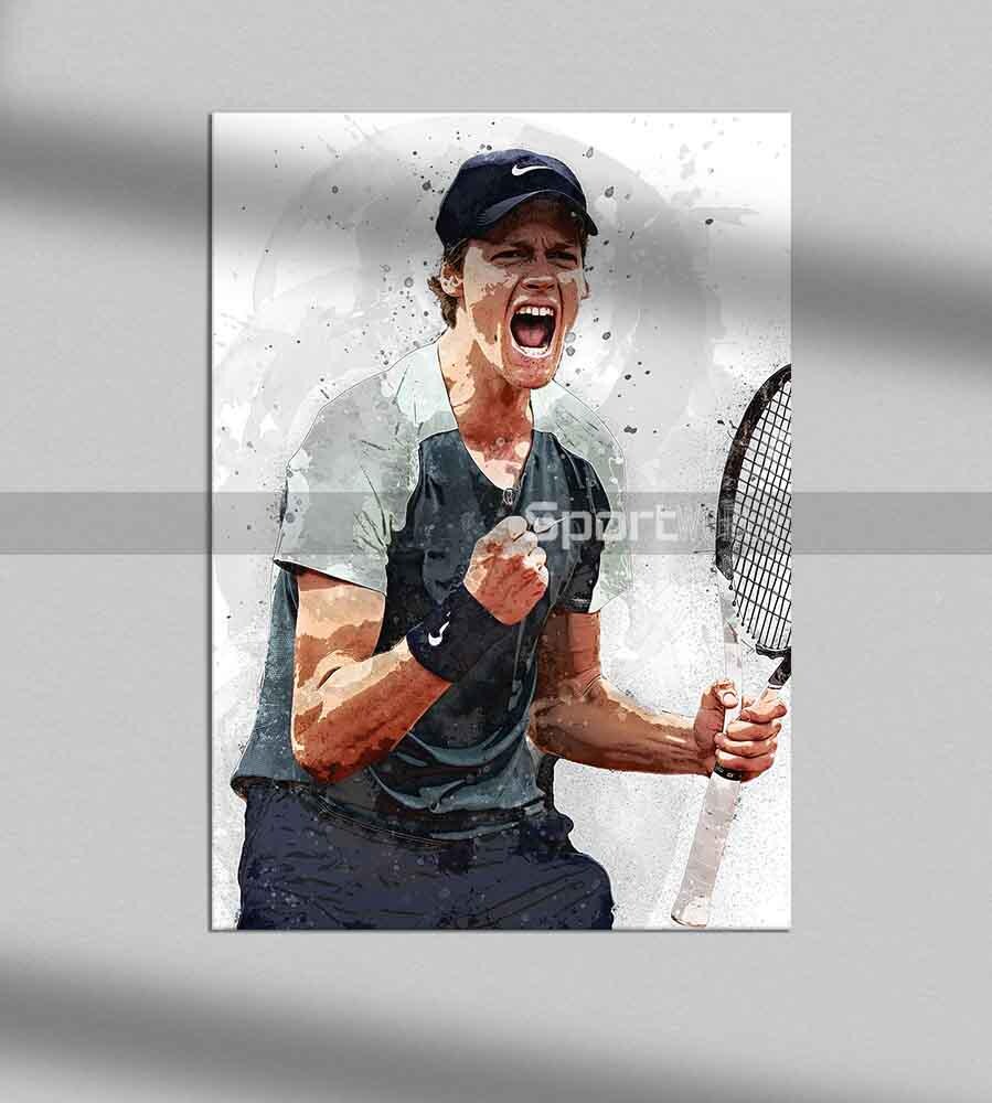 Poster Jannik Sinner Autografato A4 Con Cornice - Decorazione Sportiva Per Appassionati Tennis - Foto 11