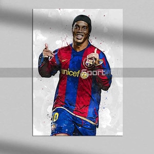 Pôster de Ronaldinho, Impressão de Ronaldinho, Impressão em tela, Decoração infantil, Presente de caverna do homem, Arte esportiva