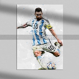 Poster Messi, stampa Lionel Messi, stampa su tela, arredamento per bambini, regalo per caverna dell'uomo, arte sportiva