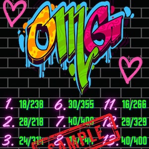 HR PYP 15 Line Bingo Board. omg graffiti PYP High Roller