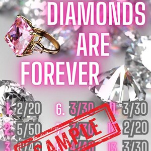 Diamonds Are Forever PYP 15 Line Bingo Board
