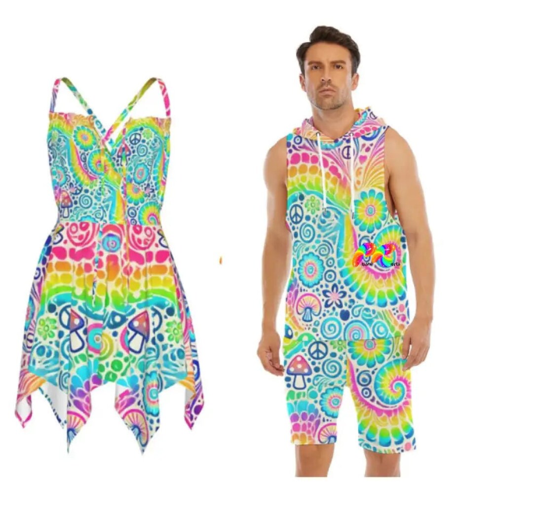 Garden Tie Dye Rave Fairy Dress rainbow Clothing, Pride Dress, Festival ...