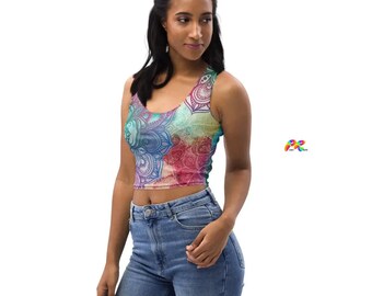 Colorful Mandala Rave Crop Top