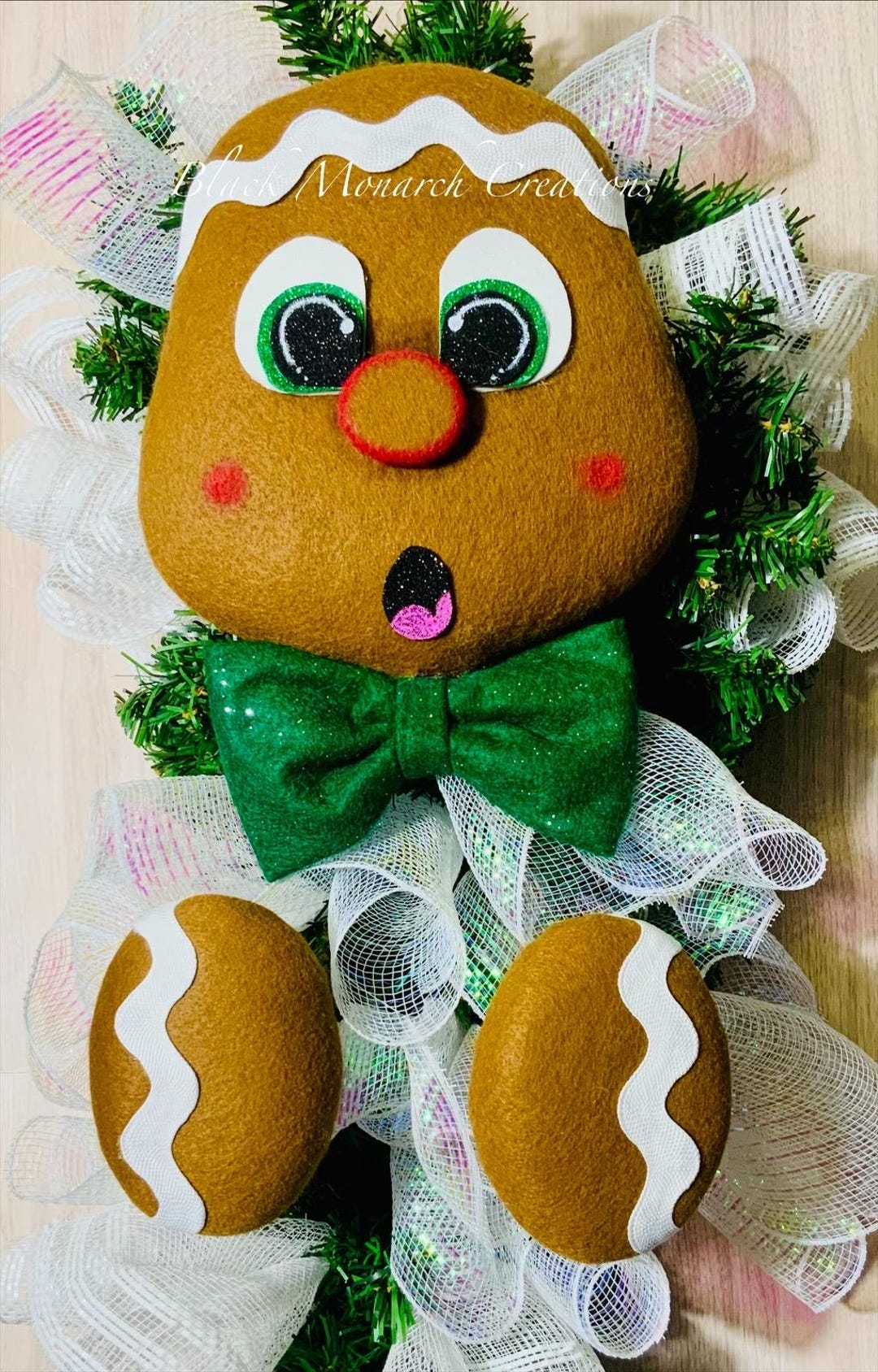 Gingerbread Boy Wreath Attachment, Christmas Holiday Décor, Gingie ...
