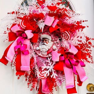 Santa Wreath, Wreath,  Christmas Wreath, Winter Wreath, Holiday Wreath, Deco Mesh Wreath, Door Hanger Wreath, Wall Art