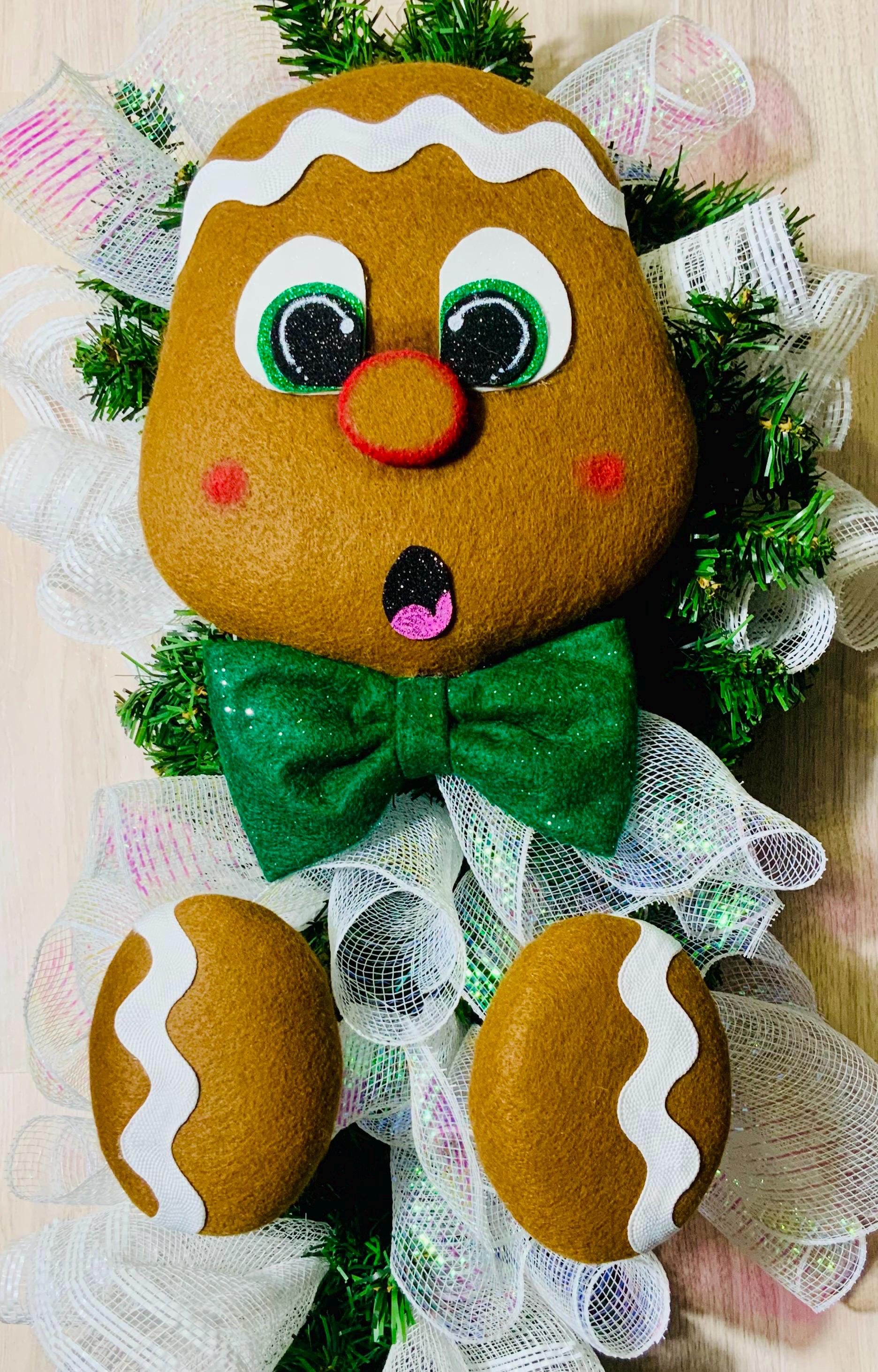Gingerbread Boy Wreath Attachment, Christmas Holiday Décor, Gingie ...