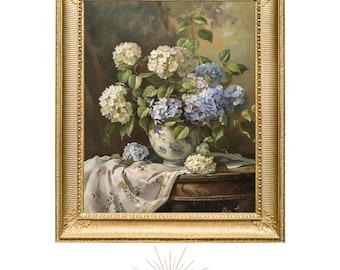 Blue and White Hydrangeas | Flower Print, Digital Download, Printable