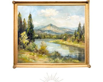 Tranquil River Landscape Art Print: Serene Mountain View (Digital Download)
