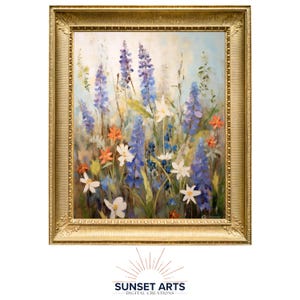 Colorful Delphiniums and Daffodils | Flower Print, Digital Download, Printable