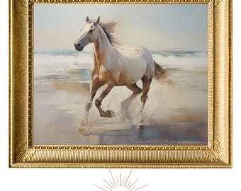 Akhal-Teke-paard rent op het strand | Paardenprint, Digitale download, Paardenkunst, Afdrukbaar