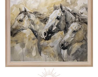 Paarden in beweging | Paardenprint, Digitale download, Paardenkunst, Afdrukbaar