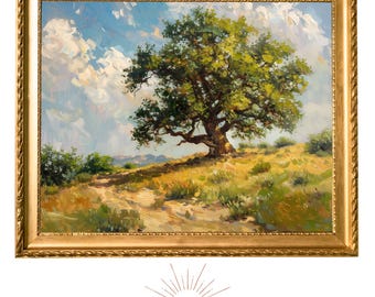 Majestic Oak Tree Art Print: Landscape Nature Painting (Digital Download)