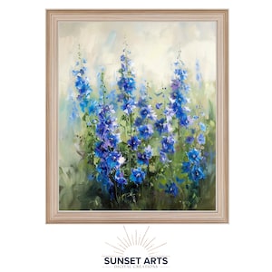 Blue Delphiniums | Flower Print, Digital Download, Printable