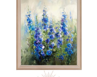 Blue Delphiniums | Wydruk kwiatowy, pobieranie cyfrowe, do druku