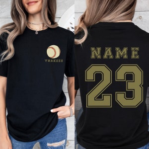 Two-sided Baseball T-shirt With Custom Number And Name, Sports Shirt, Baseball Mom Tee, Personalized Baseball Gifts, Baseball Team Shirt