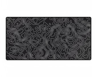 Black Topographic gaming keyboard and mouse pad, XXL Desk mat, Desk decoration, cute mousepad, laptop computer mat