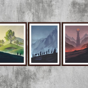 Der Herr der Ringe Poster Set Minimalistisch - Hobbiton, Die Gefährten, Auftrag, Herr der Ringe - LOTR Wall Art, Weihnachtsgeschenk, Dekoration