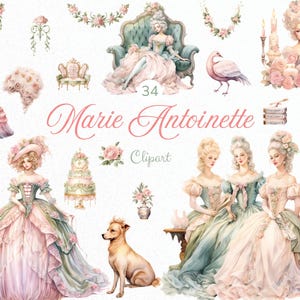 Clipart de aquarela rococó de Maria Antonieta, PNG rococó, ilustração de palácio francês para casamentos, convites e scrapbooking