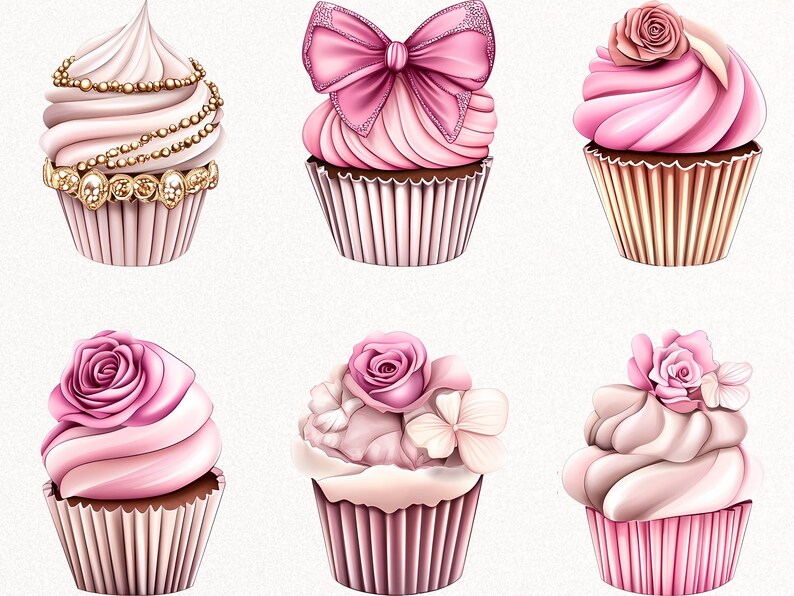 Cupcake Roccoco Pink & Gold Rococo Cupcake Clipart: Marie Antoinette Art (digital ...