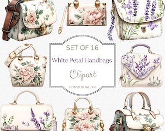 Floral Handbag Watercolor Clipart Set: Flower Purse PNG (Digital Download)