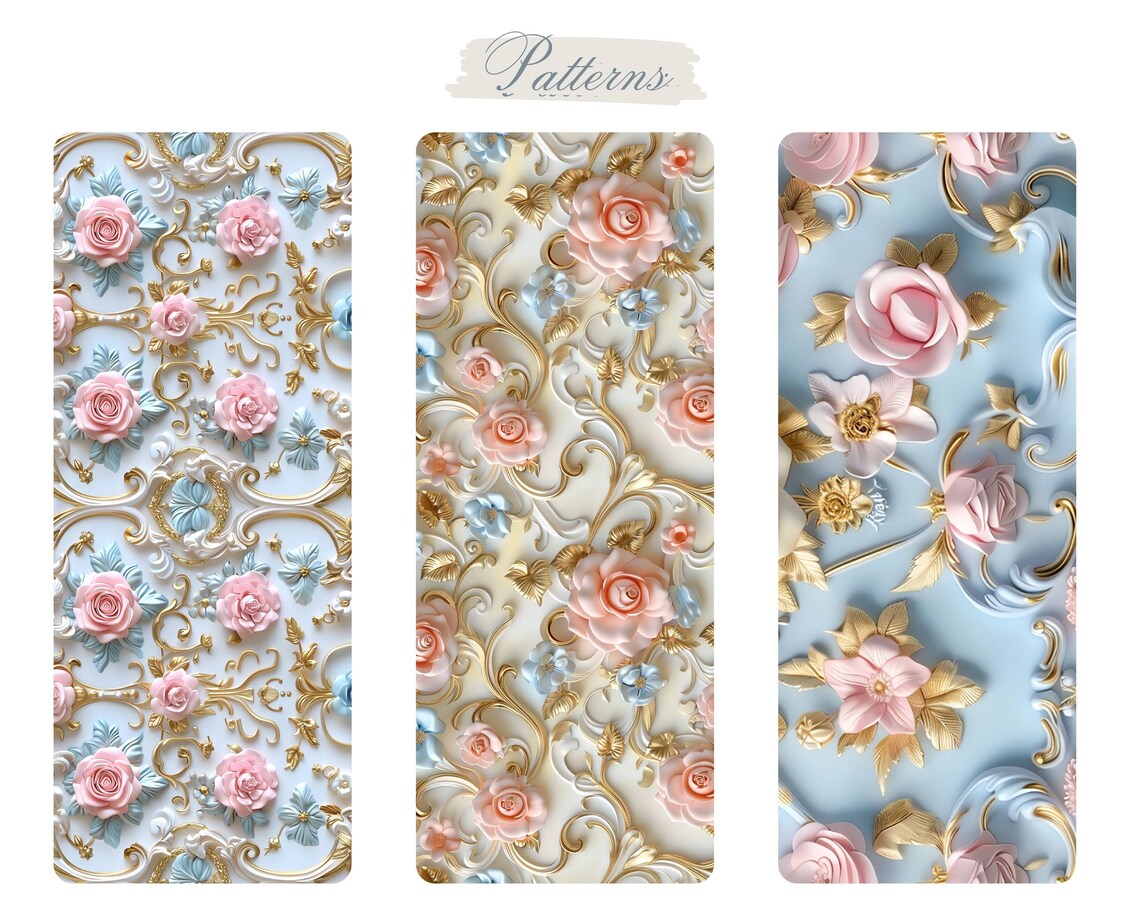 3d Digital Paper, Rococo Pattern, 3d Seamless Pattern, 3d Floral ...