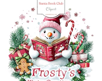 All Booked for Christmas – Santa’s Book Club Clipart Set, 12 Cozy Bookish PNGs
