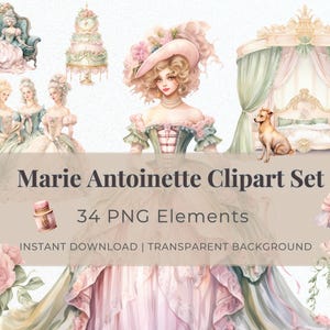 Marie Antoinette Clipart PNG, Rokoko Junk Journal Ephemera