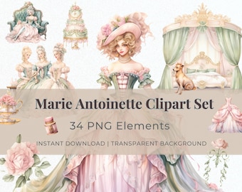Marie Antoinette Clipart PNG, Rococo Junk Journal Ephemera