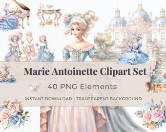 Rococo Ephemera Printable PNG, Marie Antoinette Junk Journal Clipart