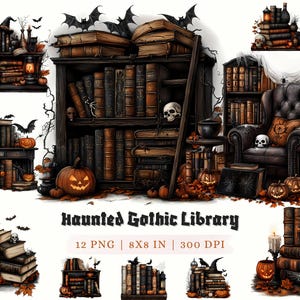 Livre fille Clipart, téléchargement numérique instantané, livres vintage PNG, Clipart livre Halloween, créations numériques en papier, aquarelle livre des cliparts du dos