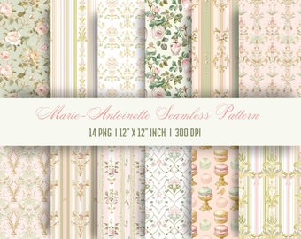 Marie Antoinette Floral Digital Paper: Versailles Rococo Patterns (PDF)