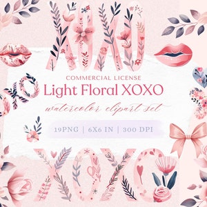 Xoxo PNG, XOXO Clipart ensemble, Xoxo Png floral, PNG floral, Xoxo Glitter Png, ensemble de cliparts amour, Illustrations Xoxo, ensemble de cliparts aquarelle