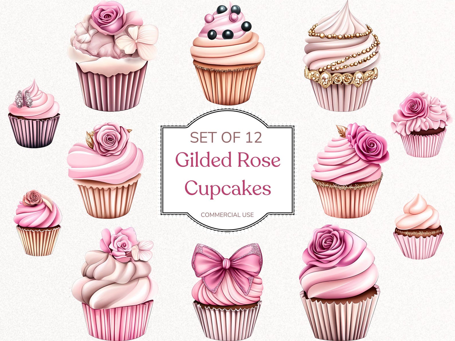 Cupcake Roccoco Pink & Gold Rococo Cupcake Clipart: Marie Antoinette Art (digital ...