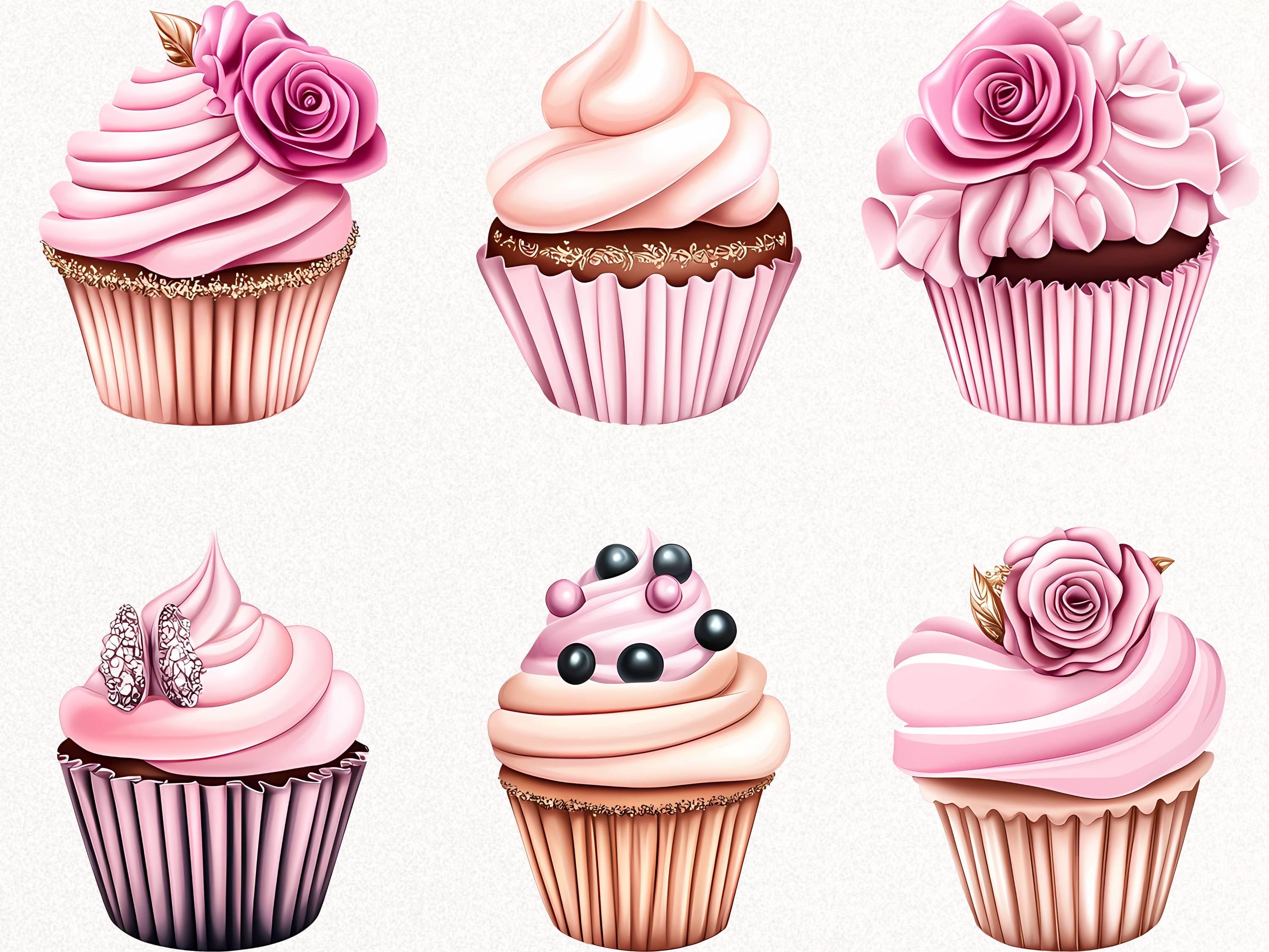 Cupcake Roccoco Pink & Gold Rococo Cupcake Clipart: Marie Antoinette Art (digital ...